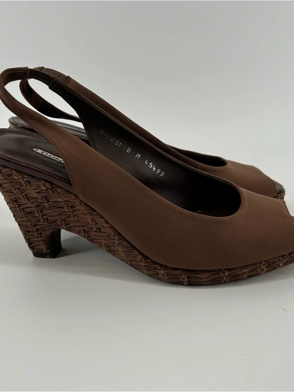 Donald J. Pliner Myzie Brown Open-Toe Slingback Wedges